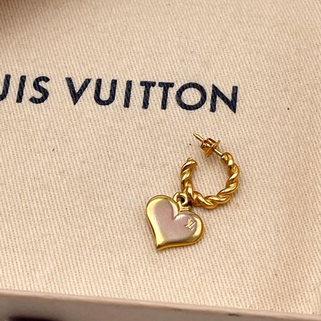 ルイヴィトン ブークルドレイユ ピアス 片耳 LV GPゴールド　ハート