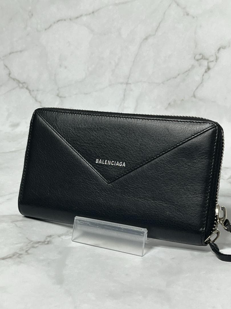 【美品】BALENCIAGA バレンシアガ 長財布 ブラック レザー
