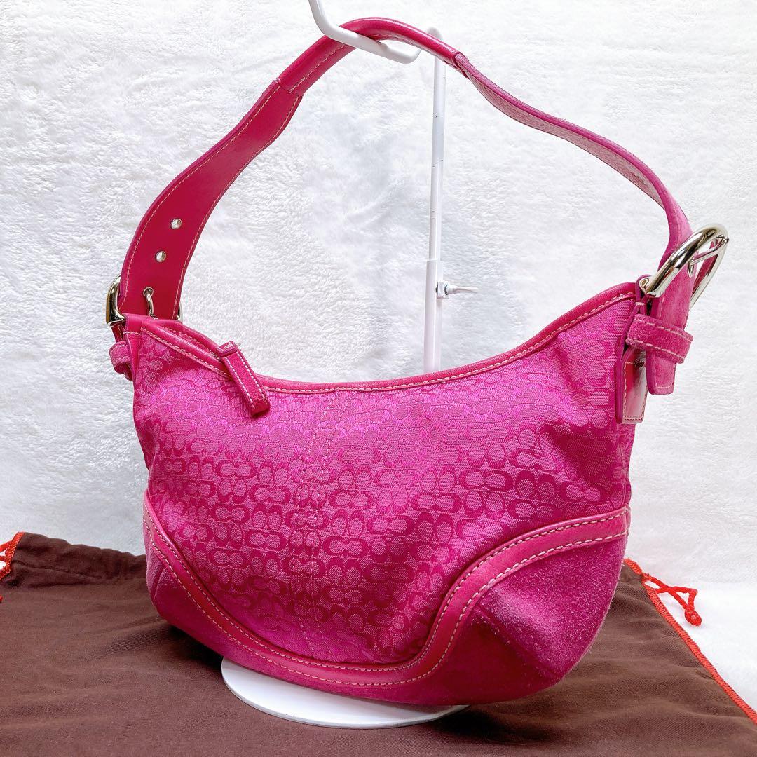 バッグ Coach Soho Hobo Suede Leather Pink Rare