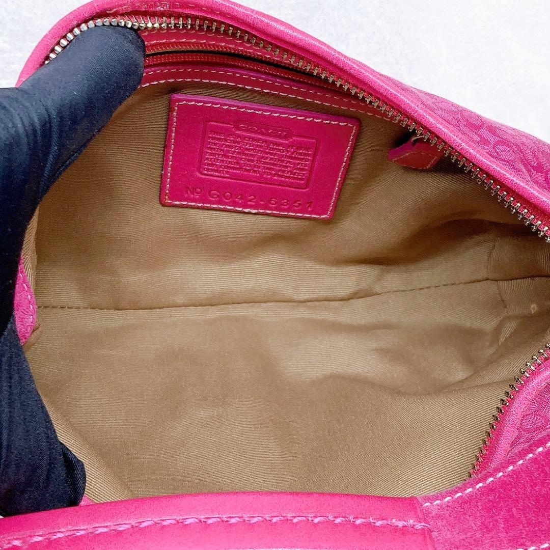 バッグ Coach Soho Hobo Suede Leather Pink Rare