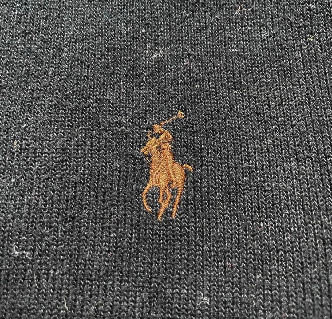 古着 ポロ ラルフローレン コットンニット ハーフジップ スウェット ブラック