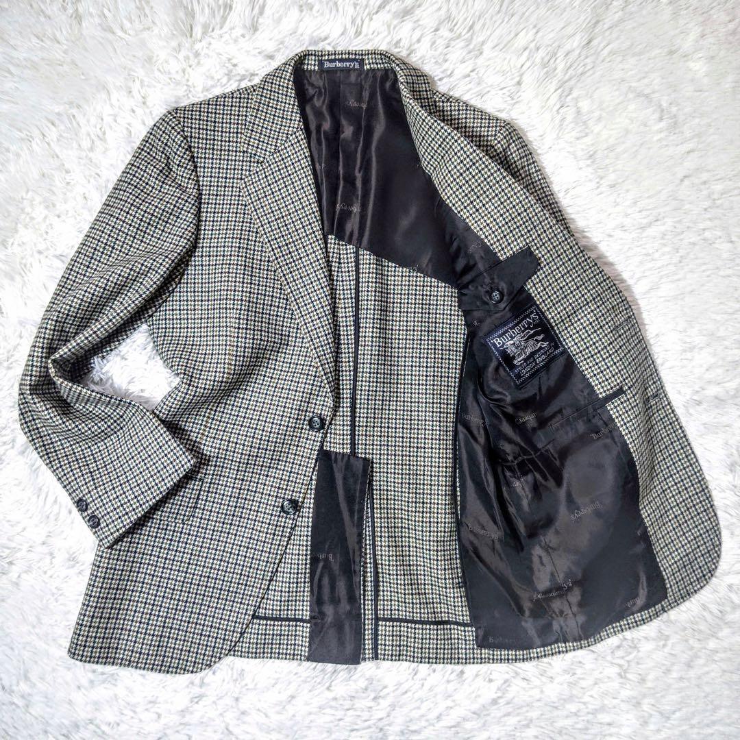 バーバリーズ　テーラードジャケット　チェック柄　純毛　カジュアル　2ボタン　A4