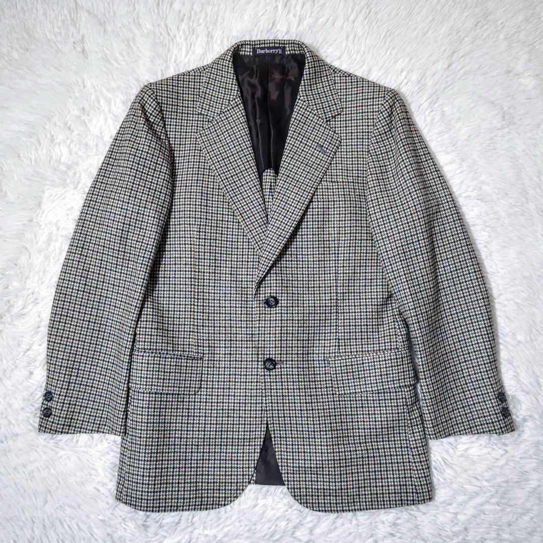 バーバリーズ　テーラードジャケット　チェック柄　純毛　カジュアル　2ボタン　A4