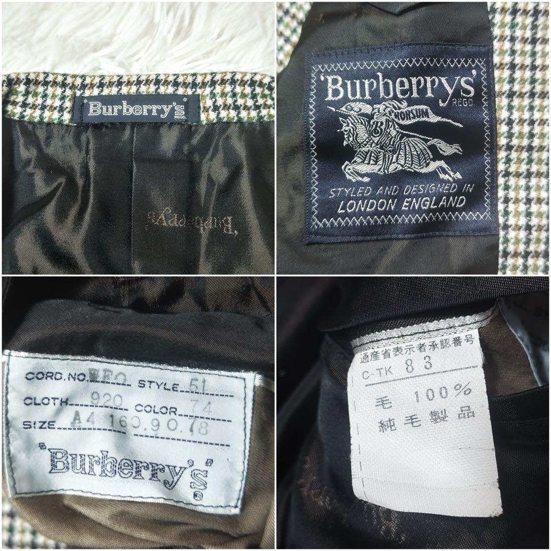 バーバリーズ　テーラードジャケット　チェック柄　純毛　カジュアル　2ボタン　A4