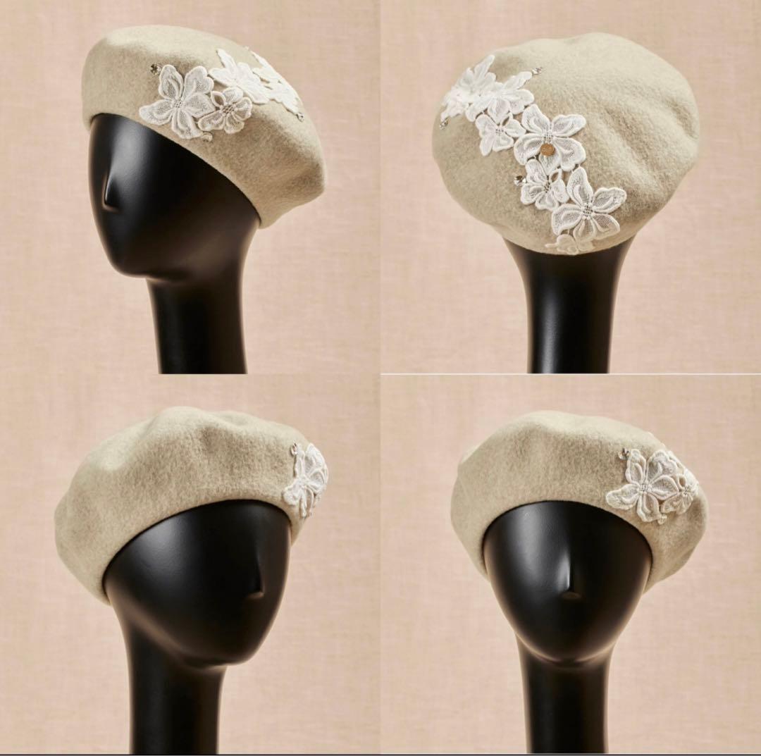 新品★アシーナニューヨーク　Amanda Beret　ベレー帽　ウール　フラワー