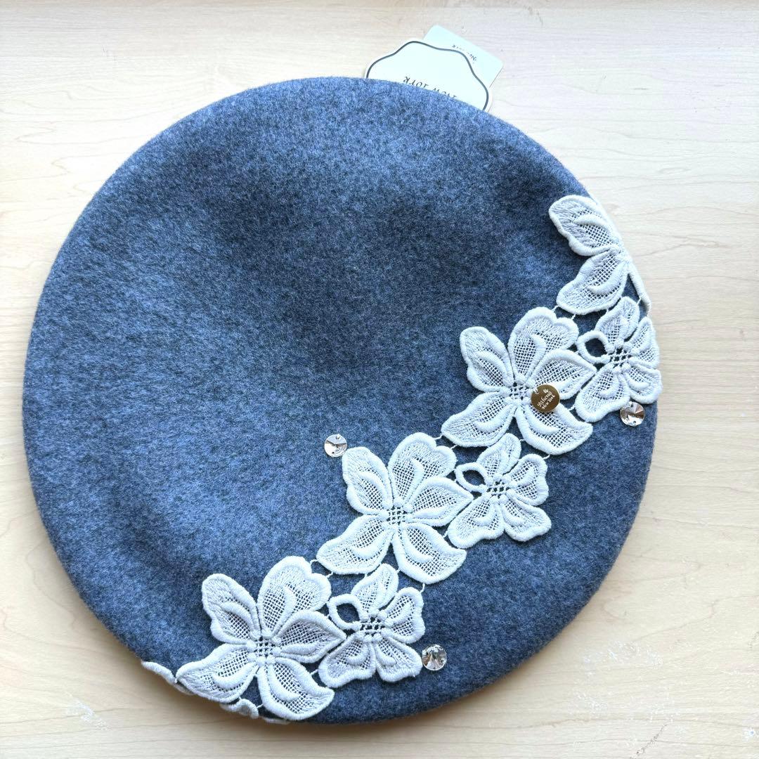新品★アシーナニューヨーク　Amanda Beret　ベレー帽　ウール　フラワー