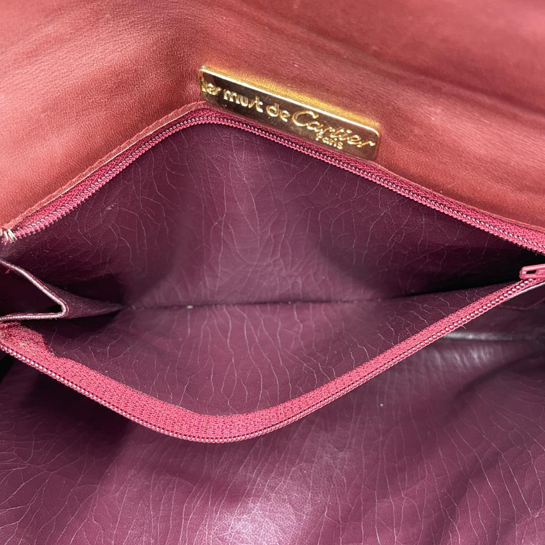 良品 Cartier クラッチバッグ レザー ボルドー マストライン