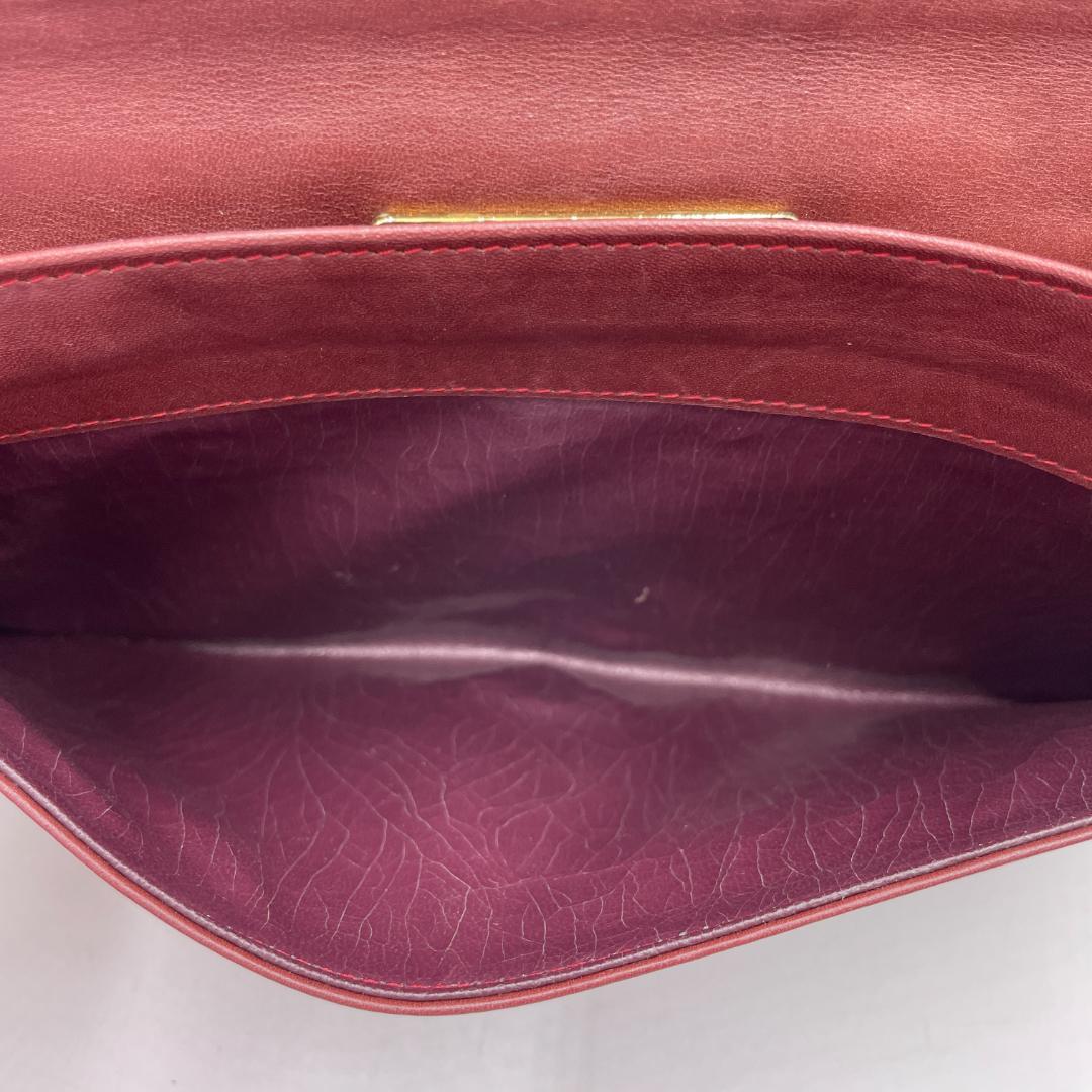 良品 Cartier クラッチバッグ レザー ボルドー マストライン