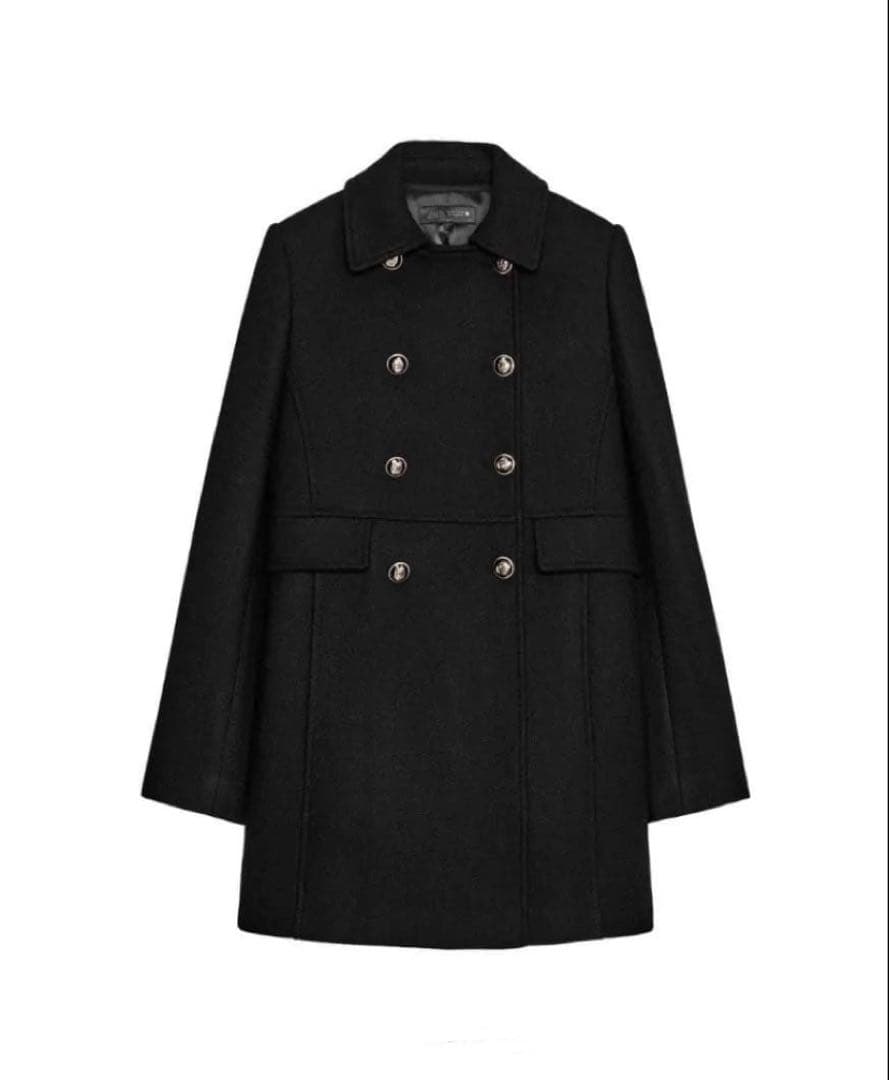 【新品未使用タグ無し✨】ZARA ウールダブルブレストコート BLACK M