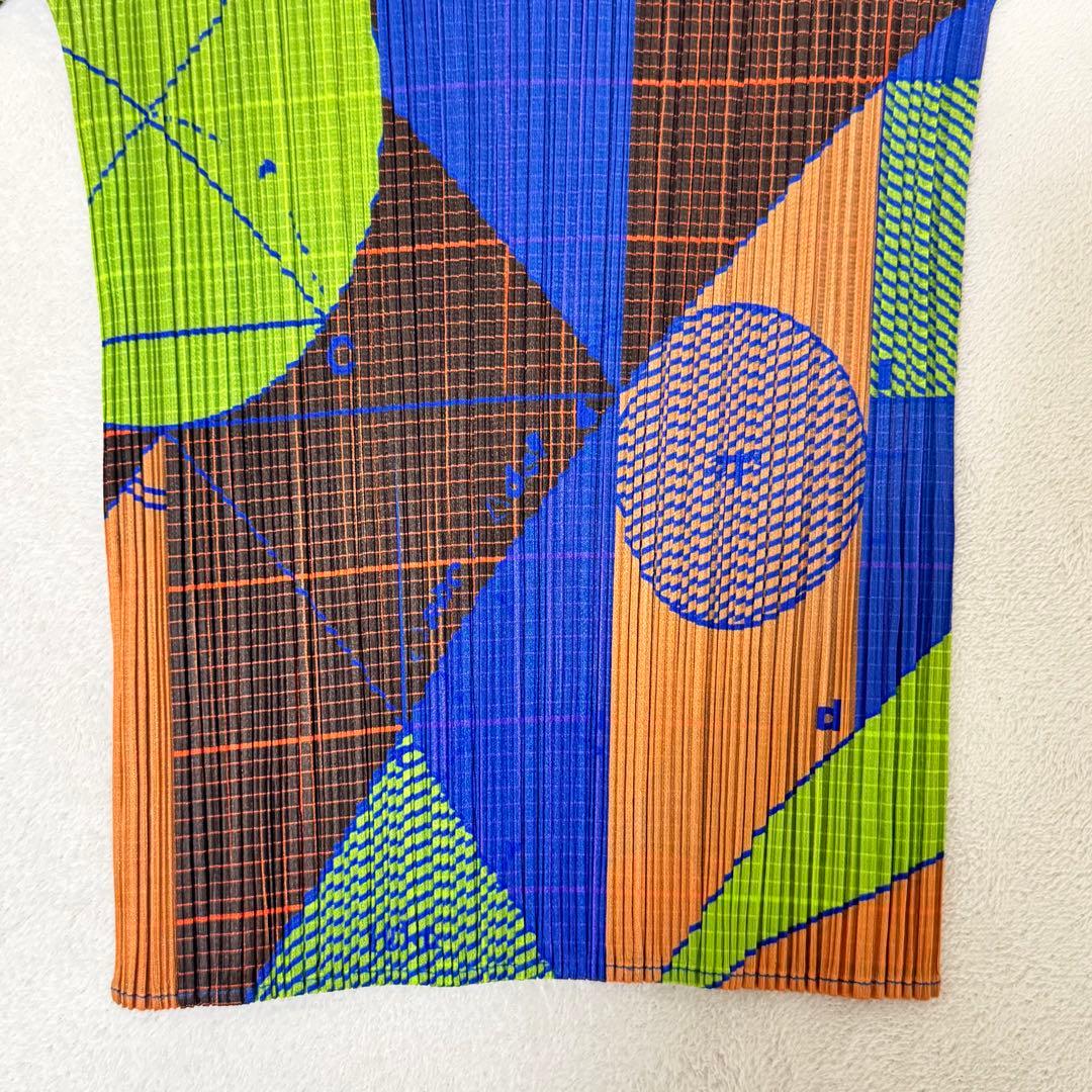 極美品✨PLEATS PLEASE プリーツ　長袖　総柄　マルチカラー