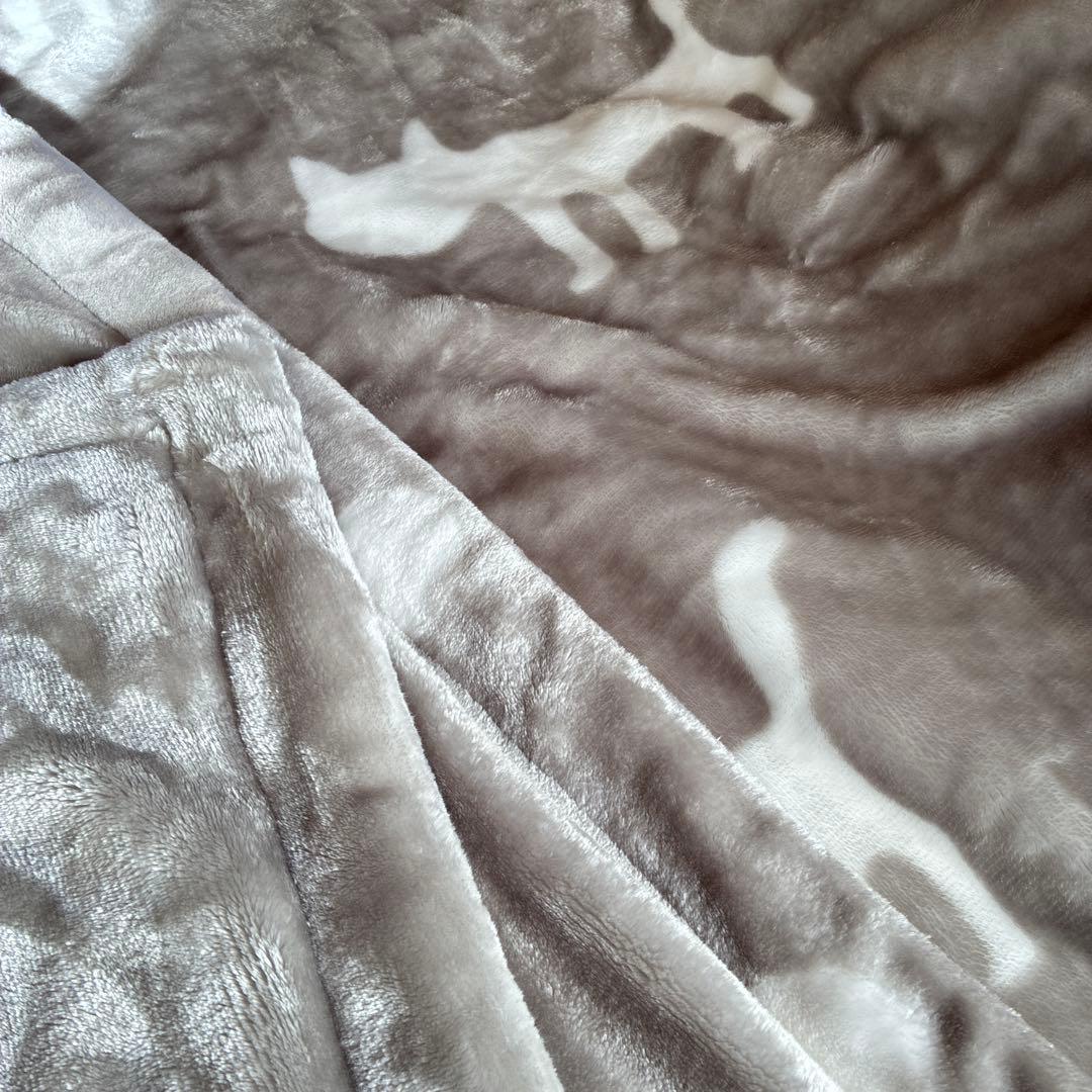 マタノアツコ　リバーシブルケット　合せ毛布　シルエット猫　シングル　西川