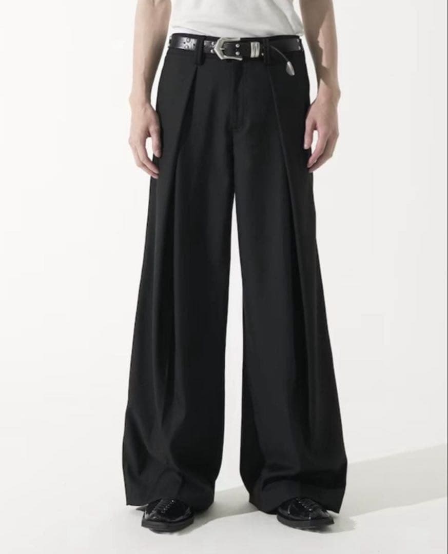 【CS】cross tuck drape slacks (black)