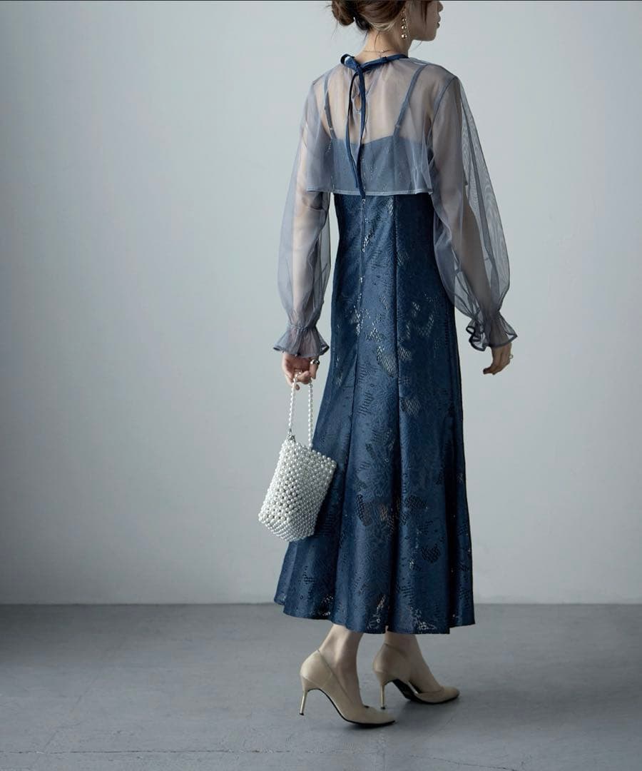 【etoll.】3wayシフォン&ボレロレースキャミドレス