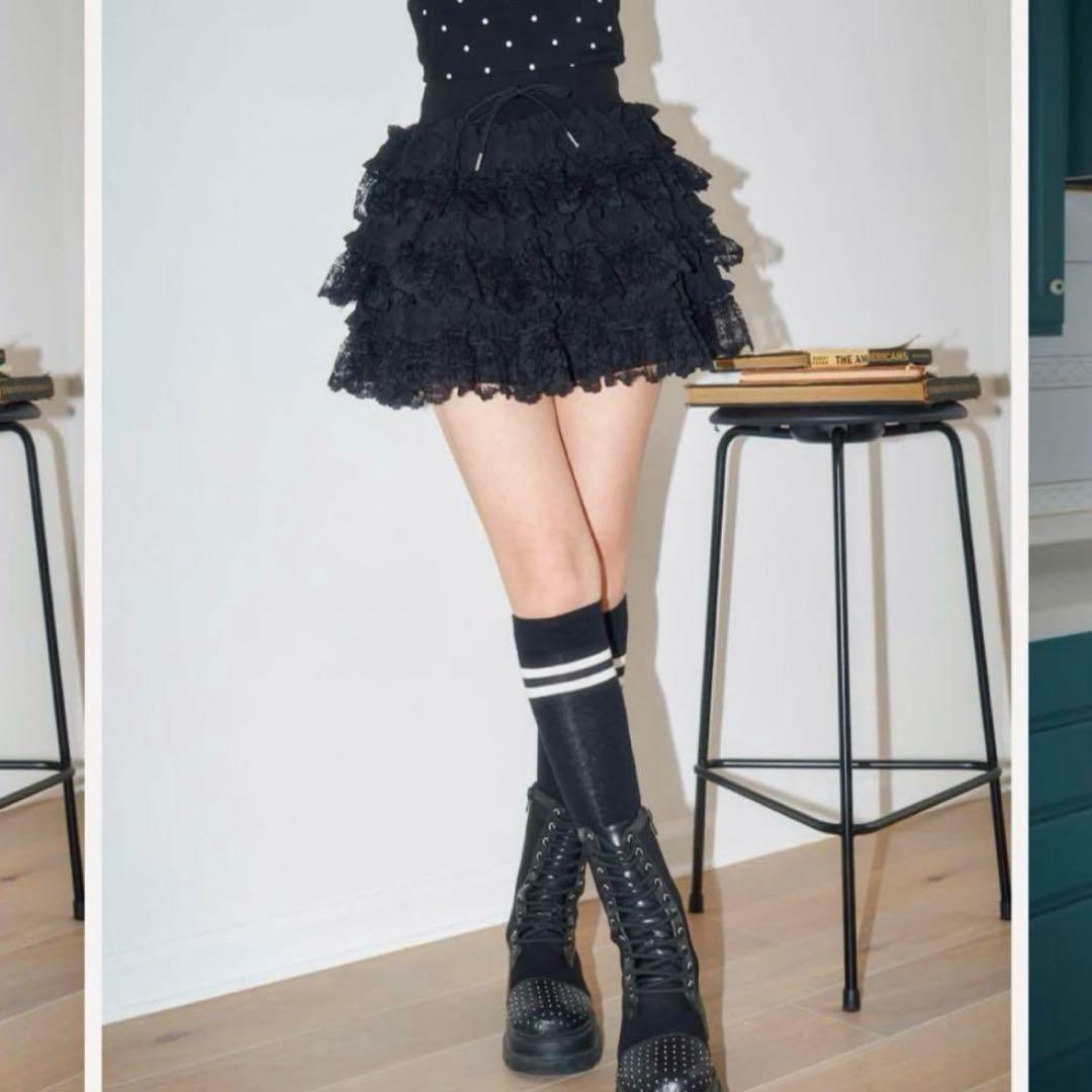 Darich ダーリッチ ボリュームレースフレアミニスカート