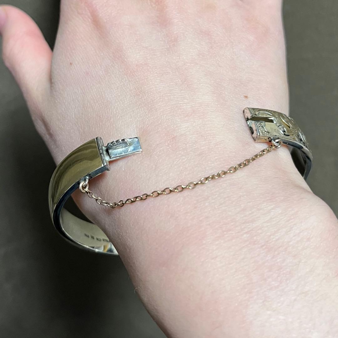 9k 9金　バングル　英国　ヴィンテージ　イギリス　アンティーク　ブレスレット