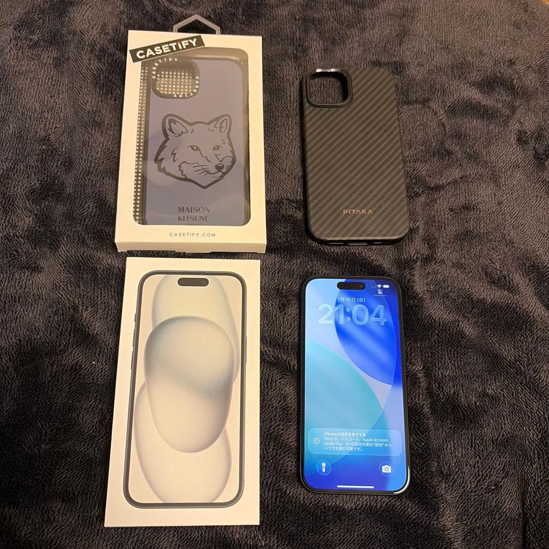 iPhone 15 256GB ブラック SIMフリー ケース付