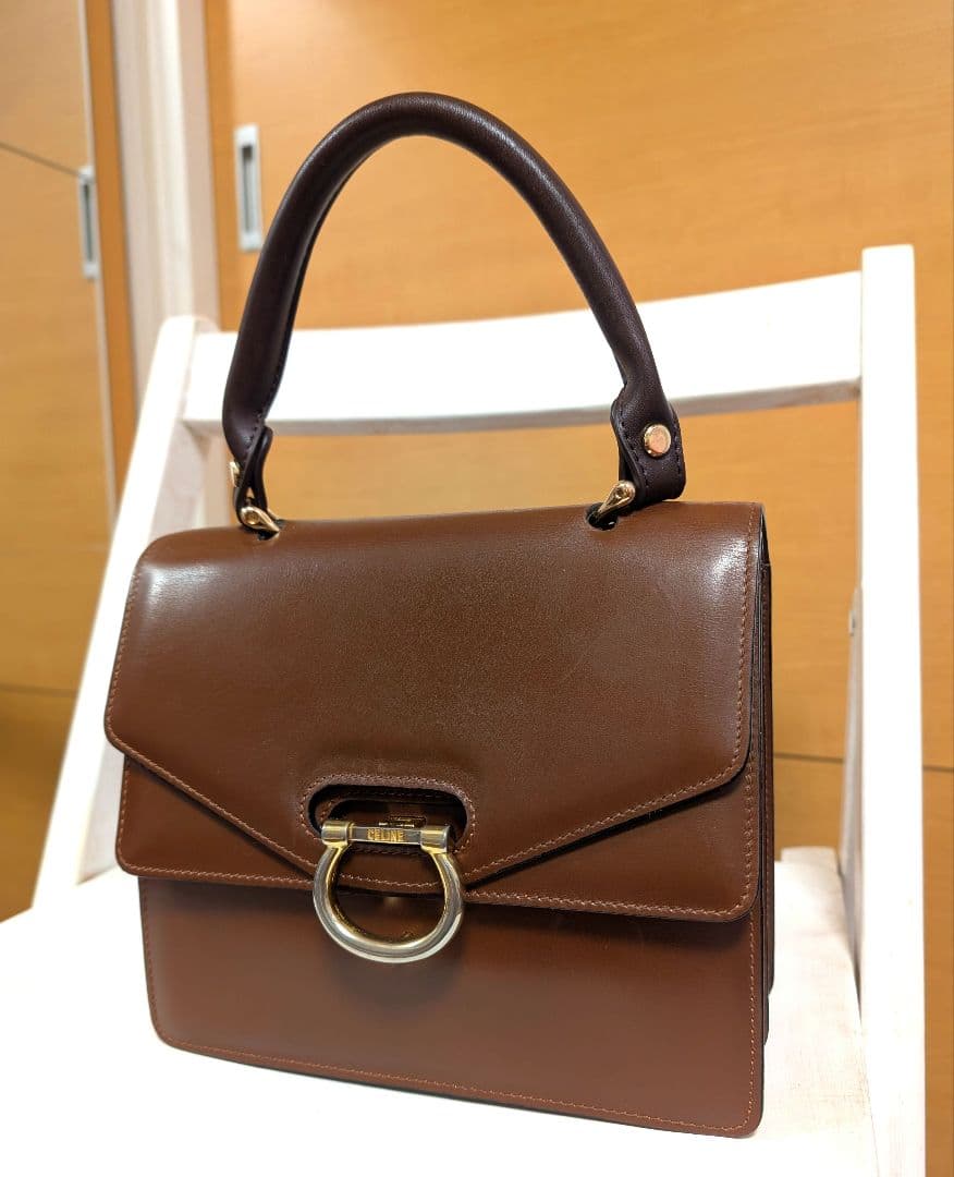 美品♥希少♥セリーヌ ハンドバッグ レザー ガンチーニ フォーマル CELINE