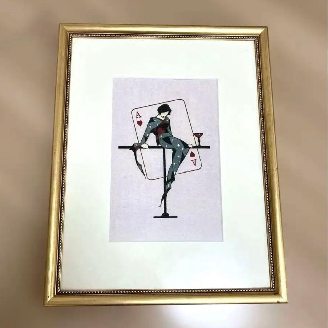 （希少）小林かいち　額装入りポスター　絵　（彼女の青春）