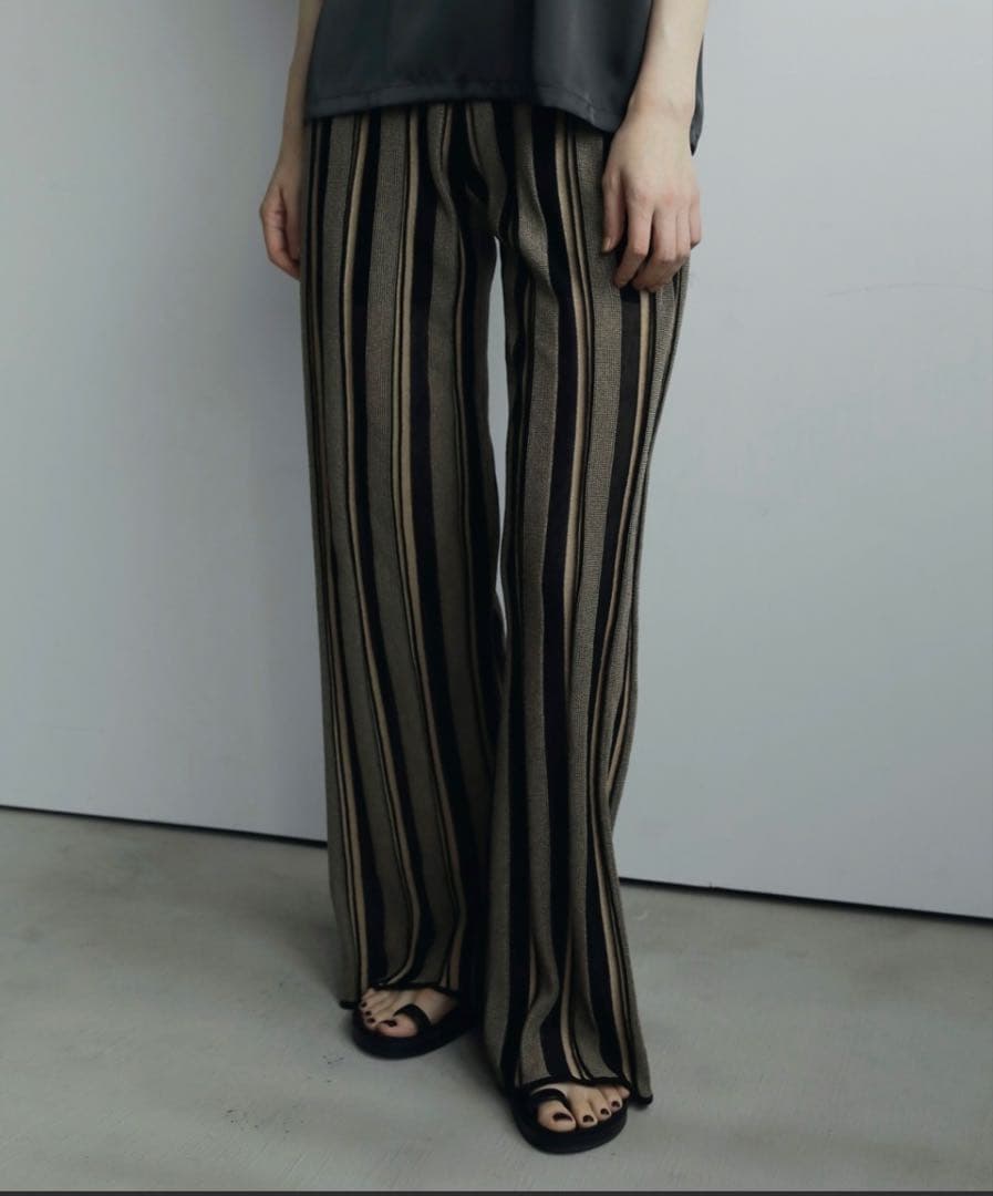 【anuke】完売アイテム＿ストライプニットパンツ 38サイズ