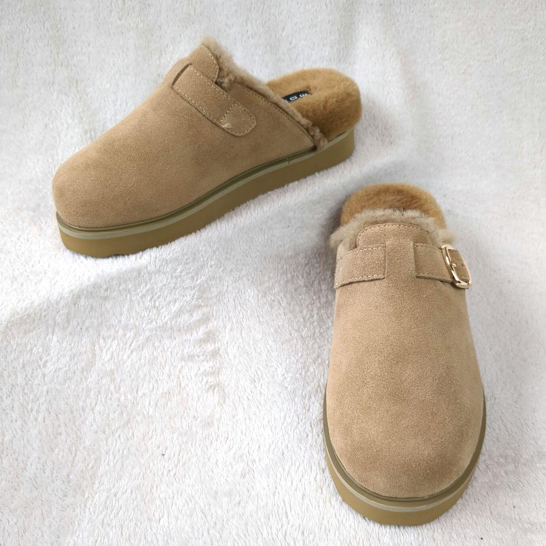 MOHI... モヒ　サボサンダル　ファー　スエード　キャメル　サイズ37