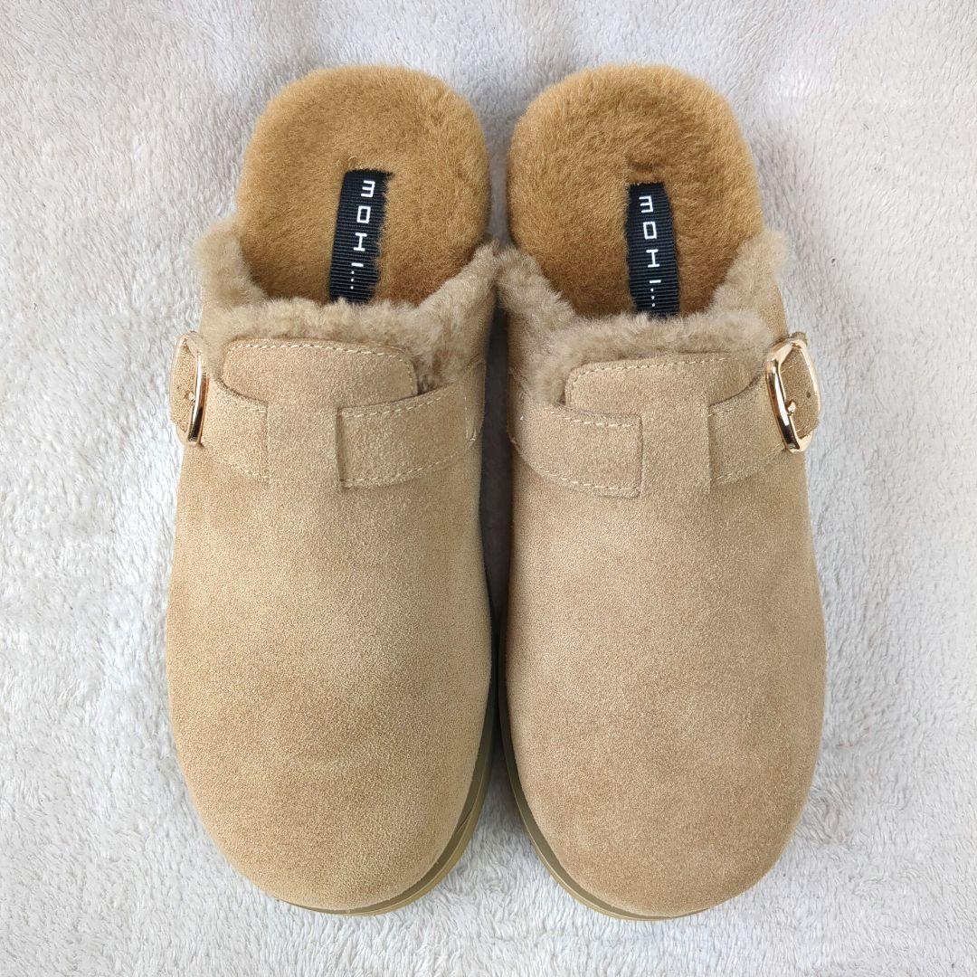 MOHI... モヒ　サボサンダル　ファー　スエード　キャメル　サイズ37