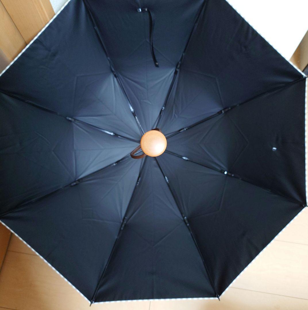 サンバリア100 折りたたみ日傘　2段折 モカ　ストライプ