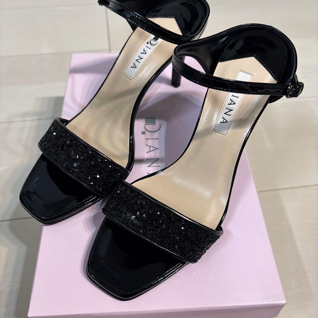 Diana ブラック ヒールサンダル 24.0cm