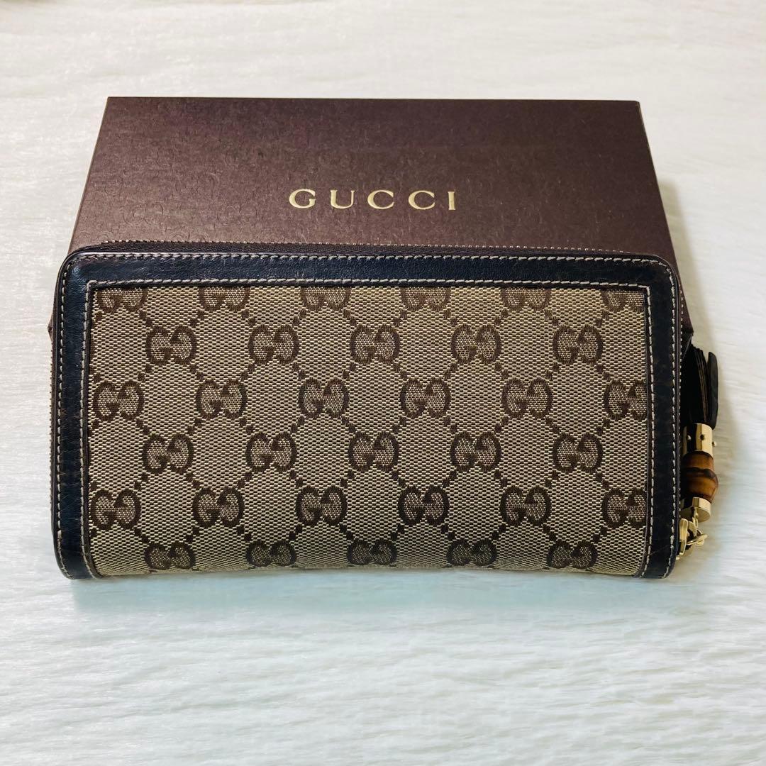 本日限定　GUCCI グッチ　長財布　ラウンドファスナー　バンブー　茶色　箱
