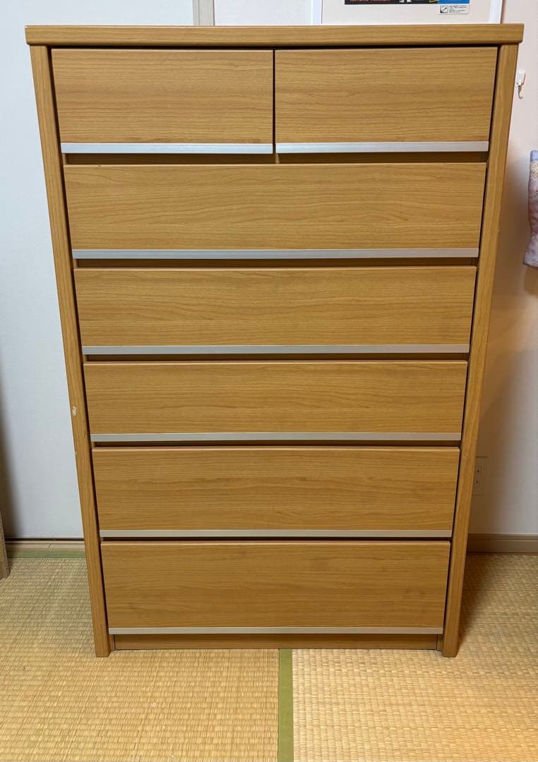 ニトリ　 チェスト　タンス　衣類収納　ナチュラルウッド 6段　レール付