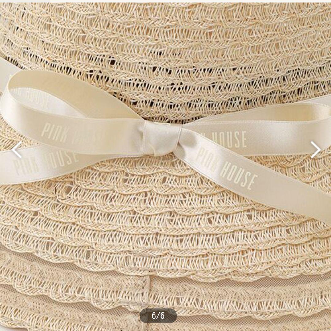 ピンクハウス♡ロゴリボン付きスカラッププレートハット♡新品未使用タグ付き