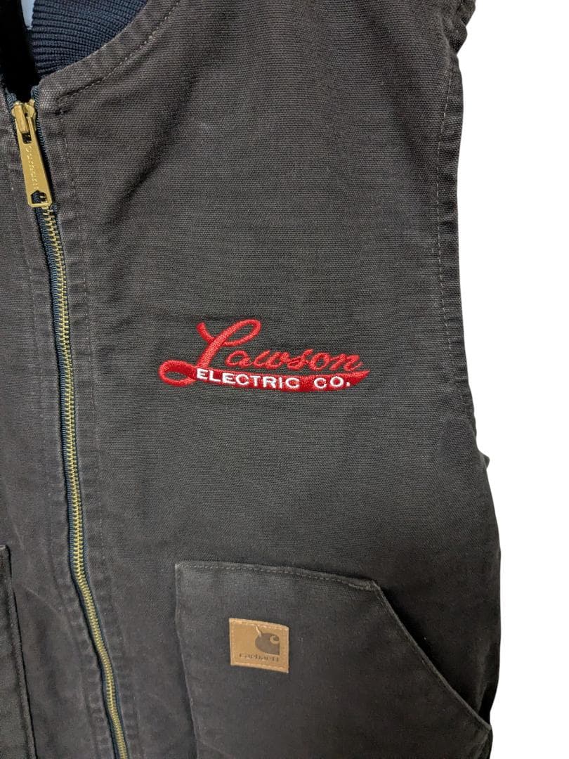 Carhartt カーハート ダックベスト 企業刺繍 ダークブラウン L 茶