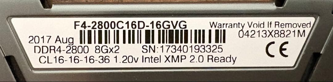 メモリー G.SKILL Ripjaws DDR4 16GB (8GBx2) 2800