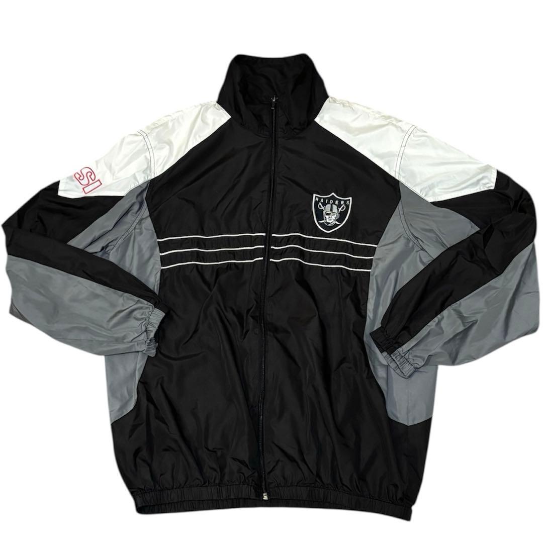 む*け様 レアヴィンテージRAIDERS薄手ナイロンウォームアップジャケットシュ