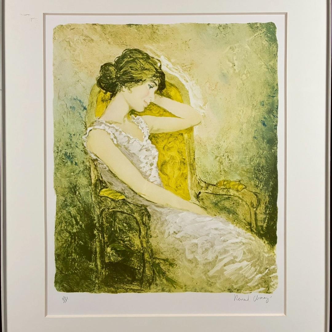 ベルナール・シャロワ「瞑想」リトグラフ 直筆サイン入り 真正証明書有 古径額