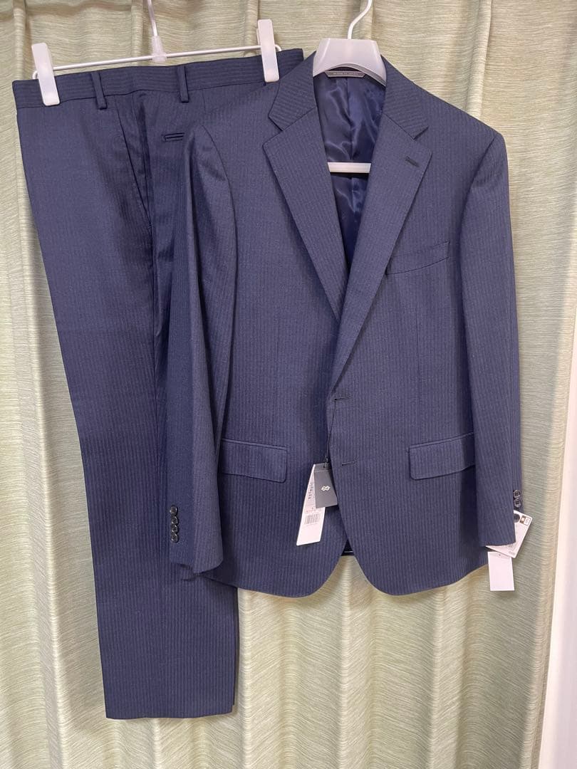 新品 DURBAN ダーバン 秋冬総裏 ウール スーツBB6 ストライプ 紺