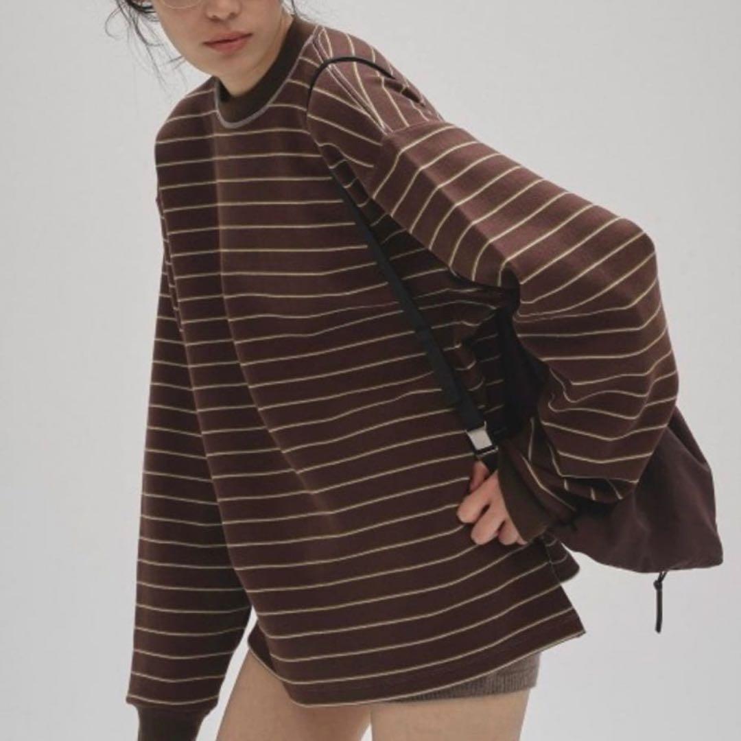 TODAYFUL Border Long T-shirts チョコ