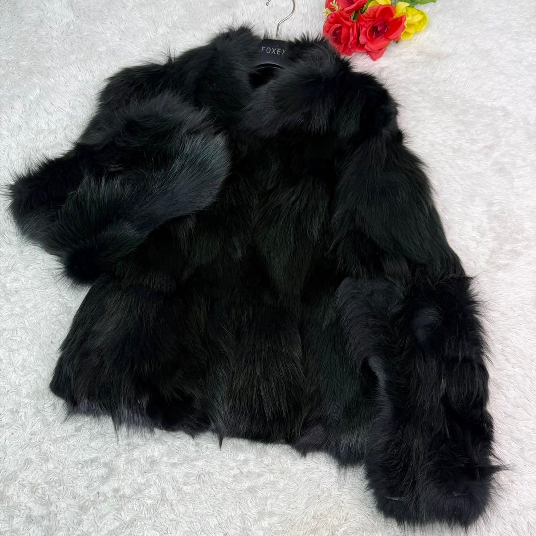 ブルーフォックス クロップド 裏地総柄 軽量 リアルファー 本毛皮