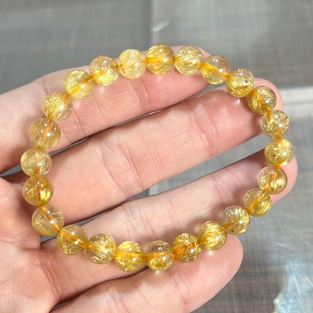 針美しさと透明度抜群　高品質　ゴールドルチルブレスレット　2