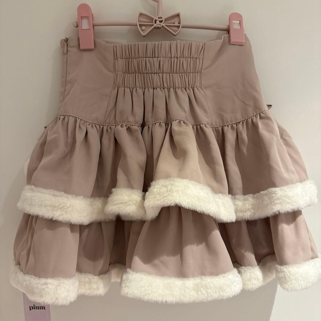 pium ピウム ファー付きティアードミニスカート