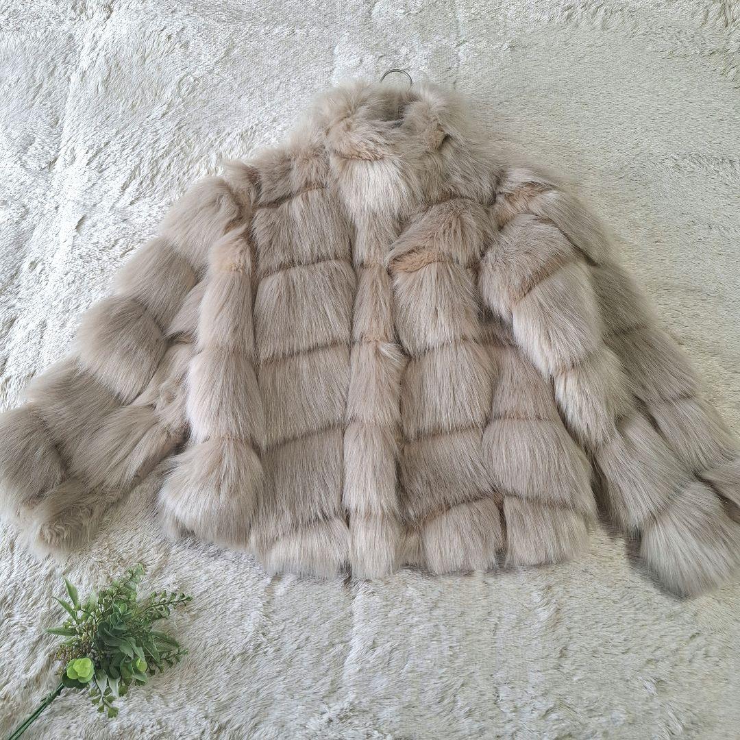 ZARA ザラ フェイクファーコート エコファー ナチュラルベージュ系 М
