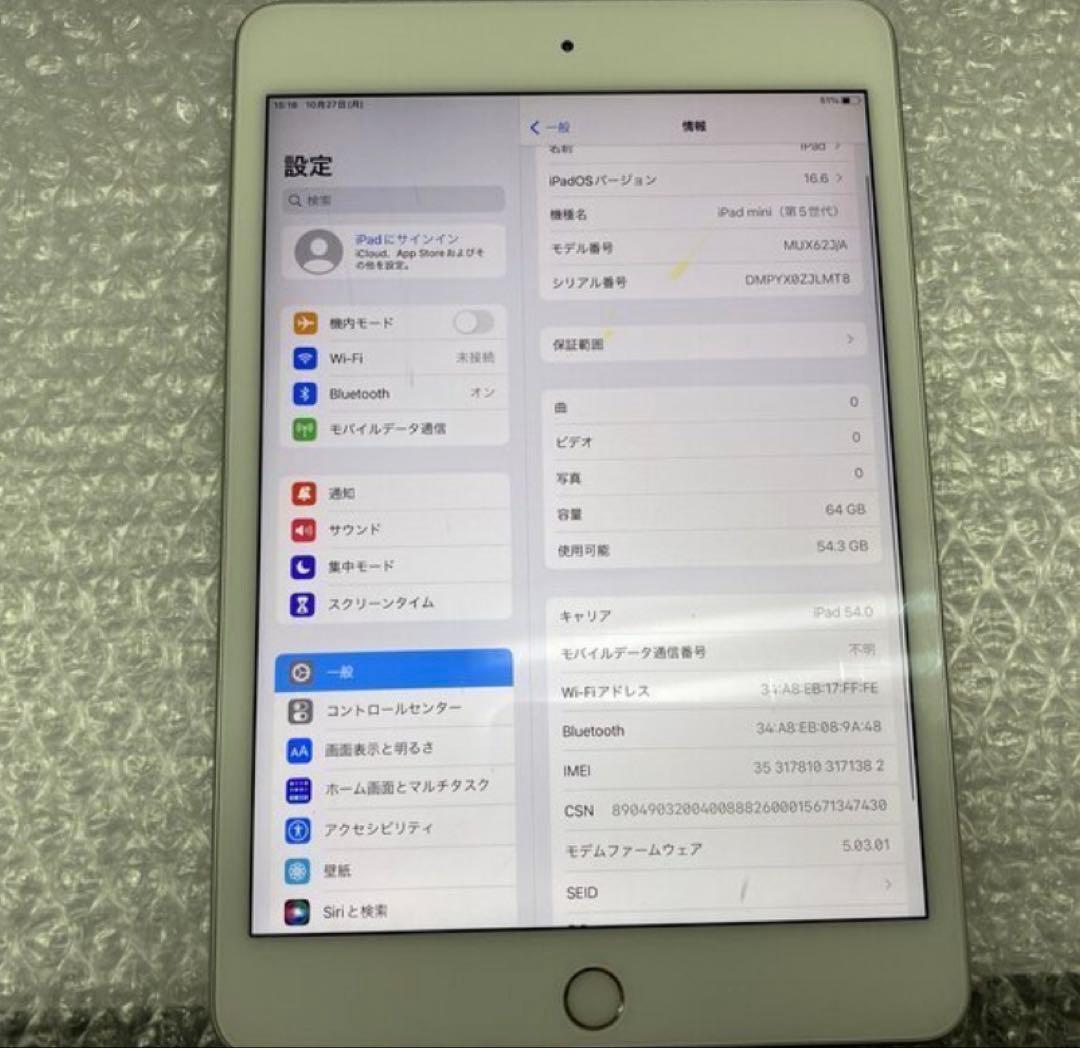 Apple iPad mini 5 64GB Wi-Fi＋Cellerモデル