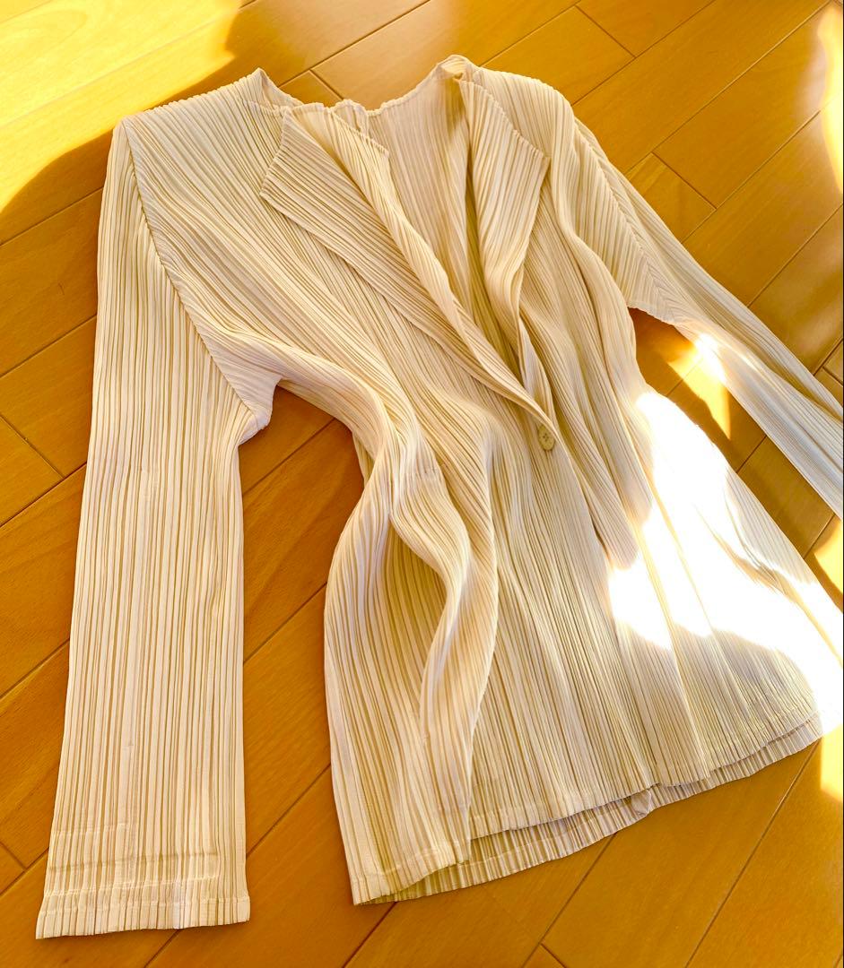 PLEATS PLEASE 一粒ボタン　テーラードジャケット　カーディガン