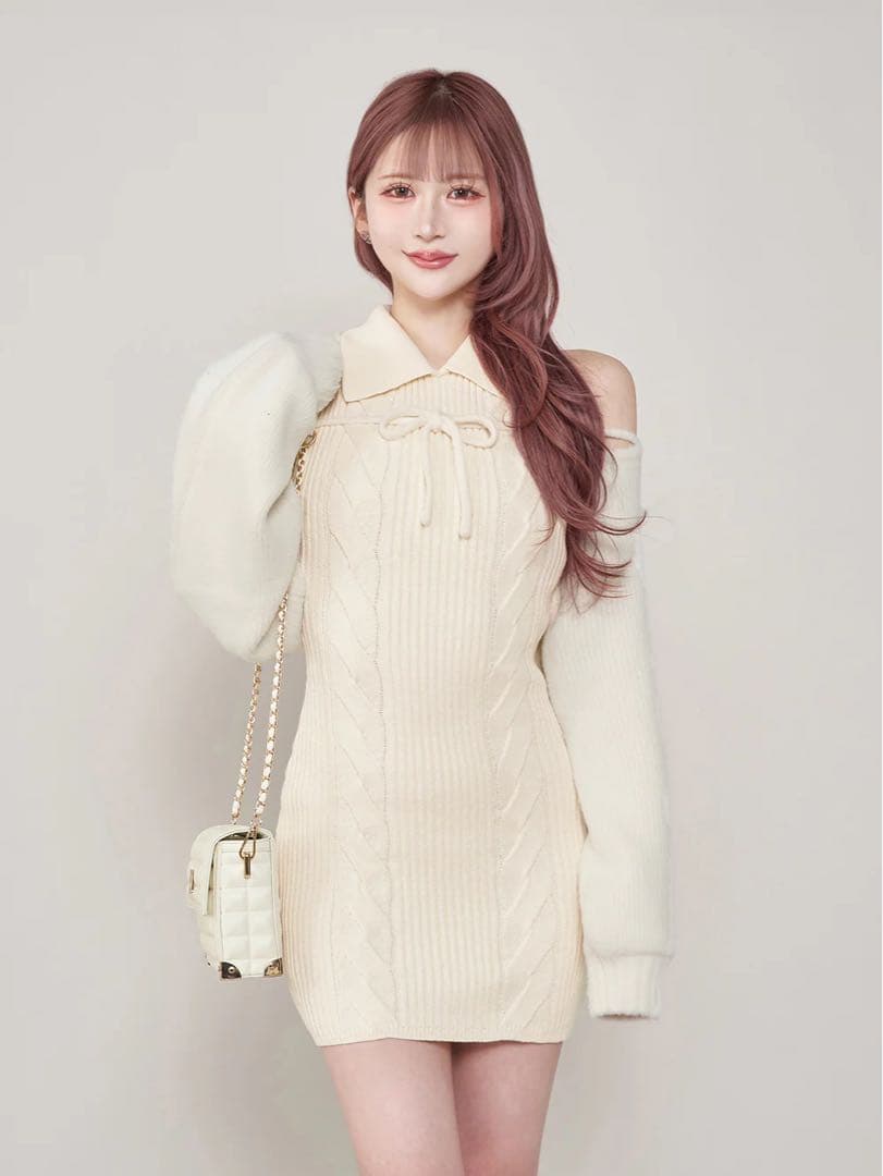 darich ショートボレロニットミニワンピース