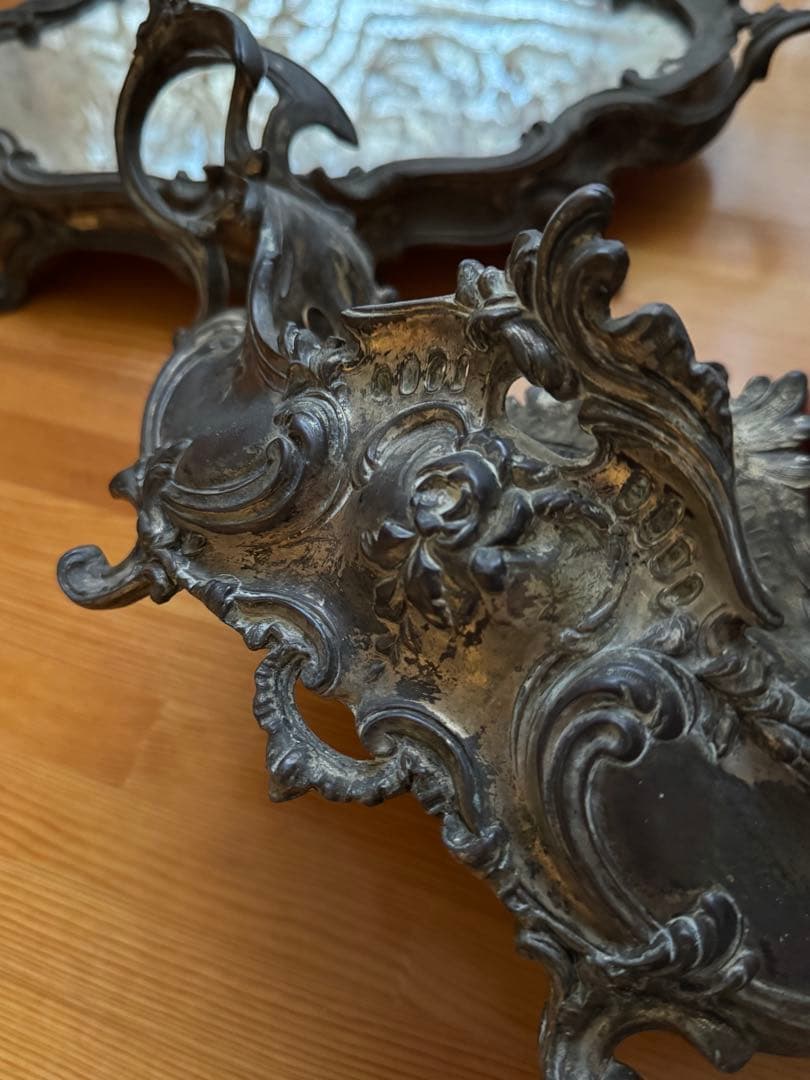 アンティーク ジャルディニエールとミラートレイのセット