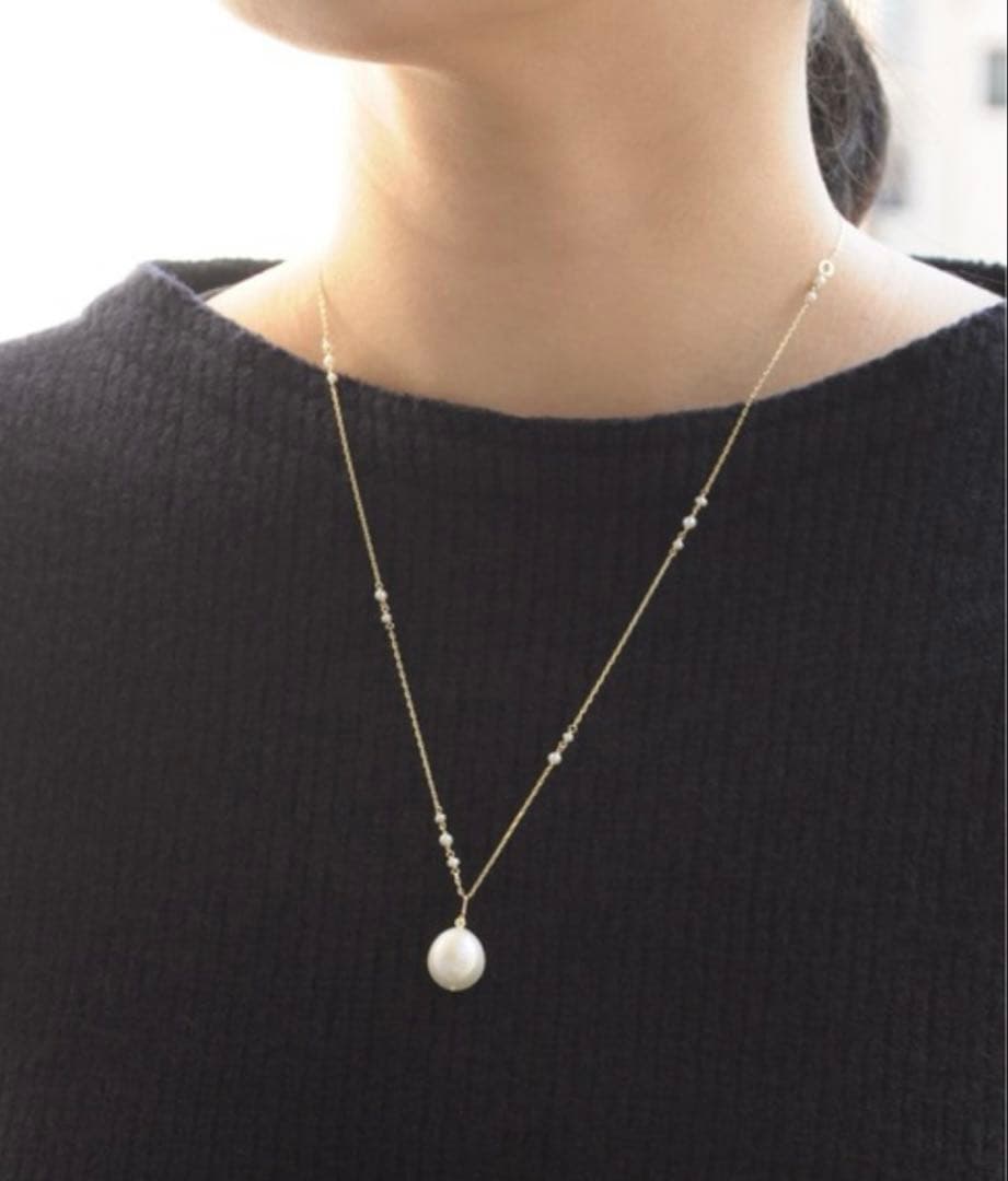 「anq.」K10・バロックパール　ロングネックレス