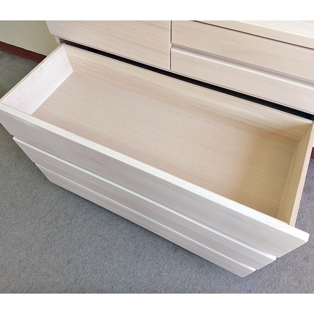 訳ありB品　100cmローチェスト4段　国産品　ホワイト　桐　スライドレール引出
