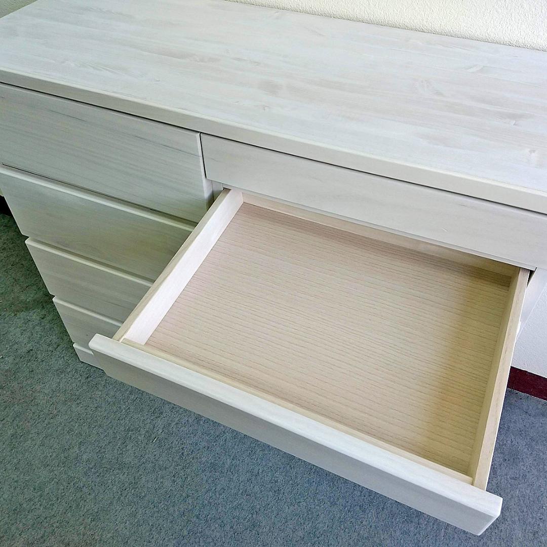 訳ありB品　100cmローチェスト4段　国産品　ホワイト　桐　スライドレール引出