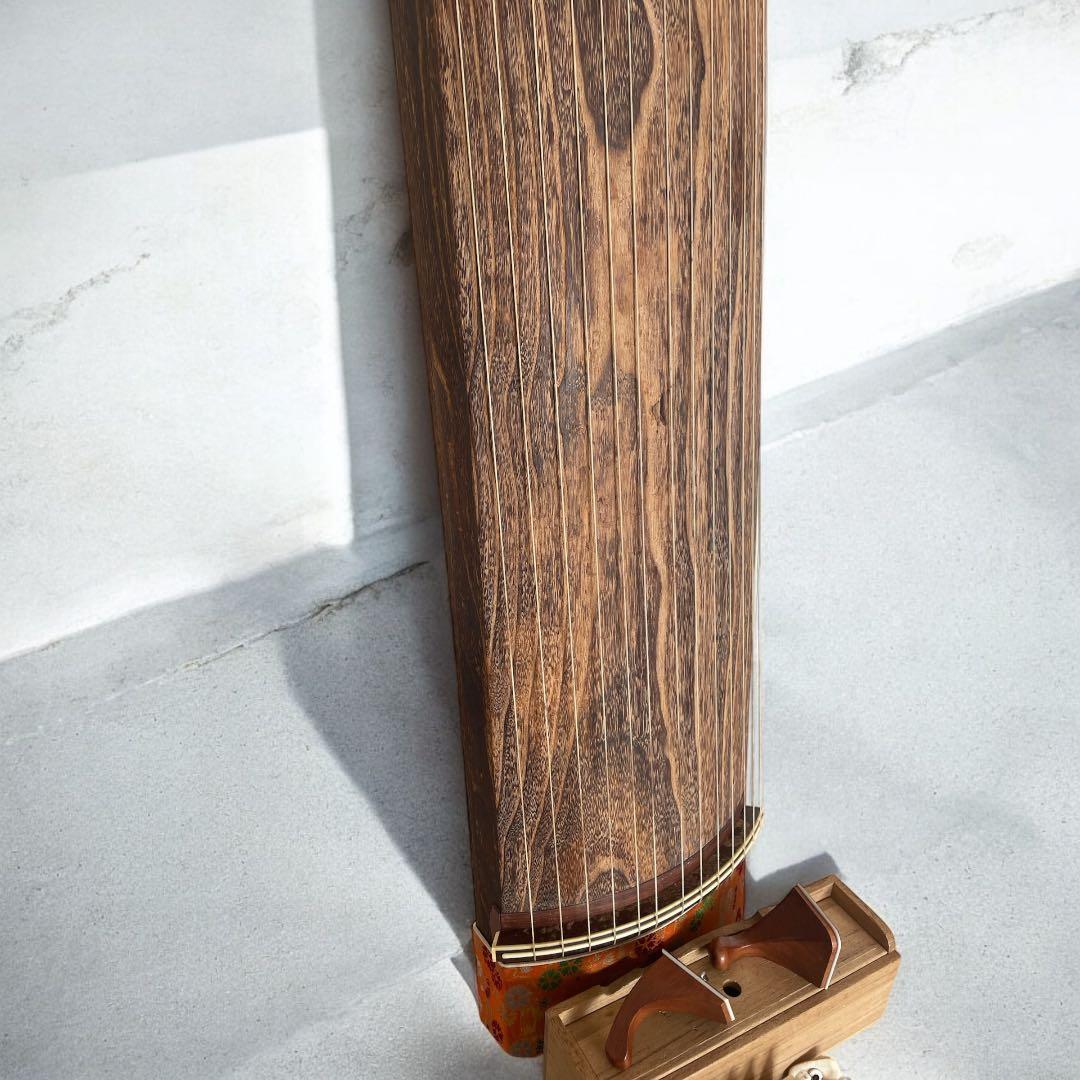 琴　筝 13弦　オレンジ飾り　鶴の絵　猫足　ヴィンテージ　木製