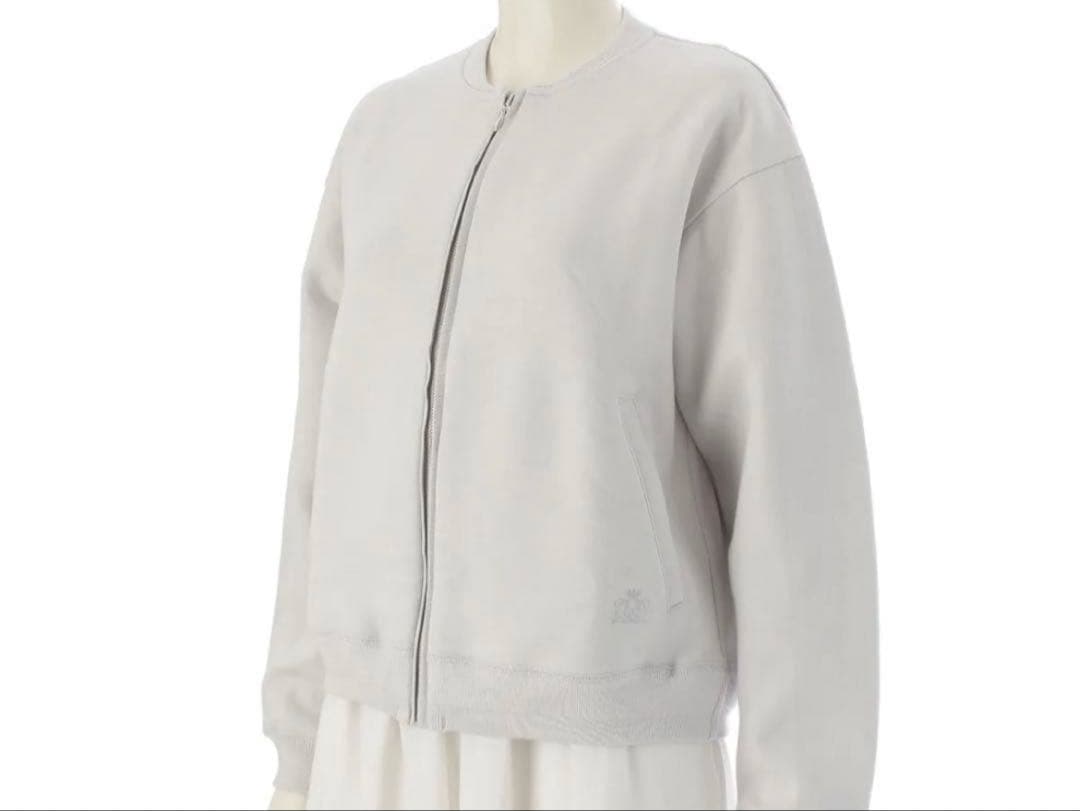 ドゥロワー コットン ロゴ刺繍 ジップアップ ブルゾン ジャケットライトグレー