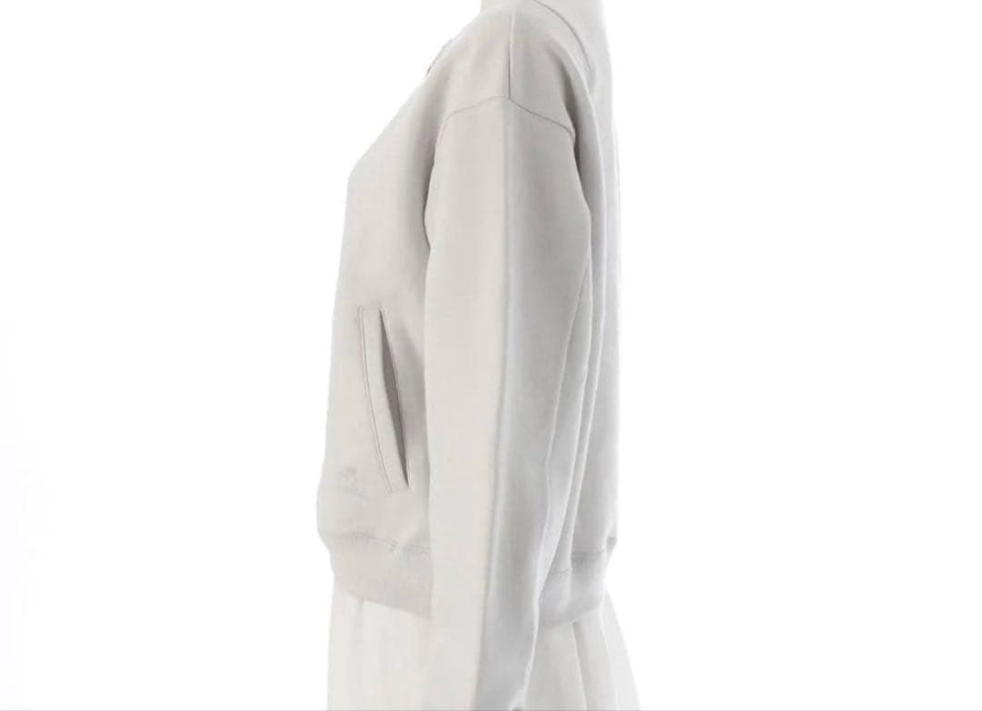 ドゥロワー コットン ロゴ刺繍 ジップアップ ブルゾン ジャケットライトグレー